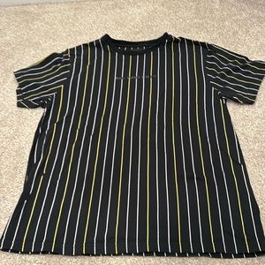 Denim & Flower by Ricky Singh Men Black White Yellow  Striped T-Shirt Tee Sz XL